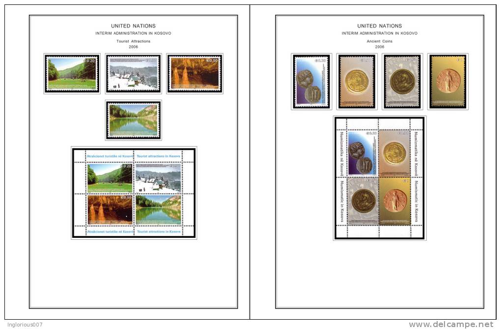 KOSOVO 2000-2011 STAMP ALBUM PAGES (32 Color Illustrated Pages) - Inglés