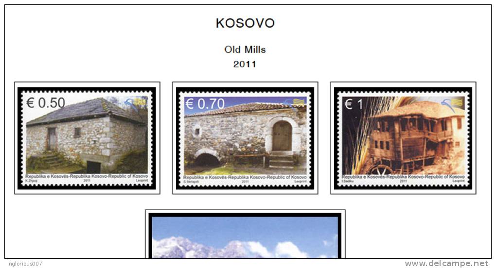 KOSOVO 2000-2011 STAMP ALBUM PAGES (32 color illustrated pages)