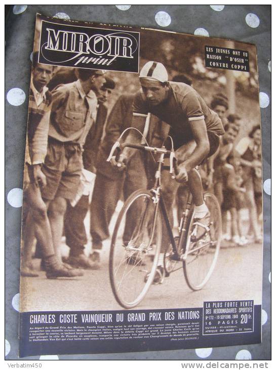 MIROIR SPRINT N° 172..09/1949 . CHARLES COSTE VAINQUEUR GRAND PRIX DES NATIONS..LILLE..PHOTO .RECTO VERSO.PORT 1.80 €.. - Sport