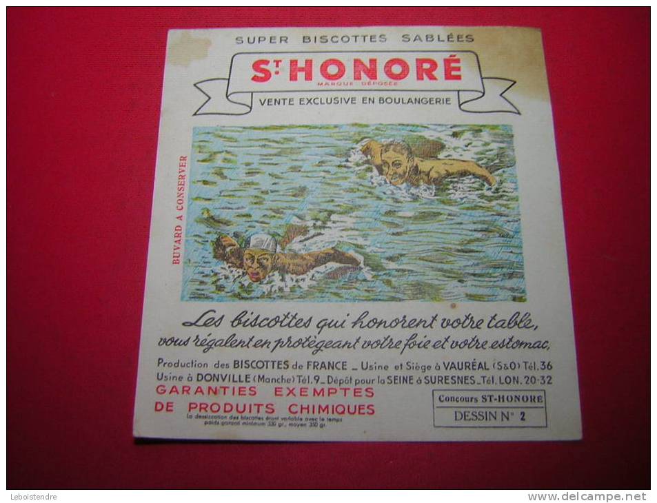 BUVARD SUPER BISCOTTES  SABLEES ST HONORE CONCOURS DESSIN N° 2 NAGEURS - Biscottes