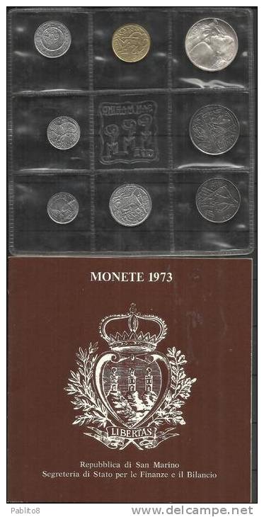 SAN MARINO 1973 SET COMPLETO MONETE CON LIBRETTO ESPLICATIVO - San Marino