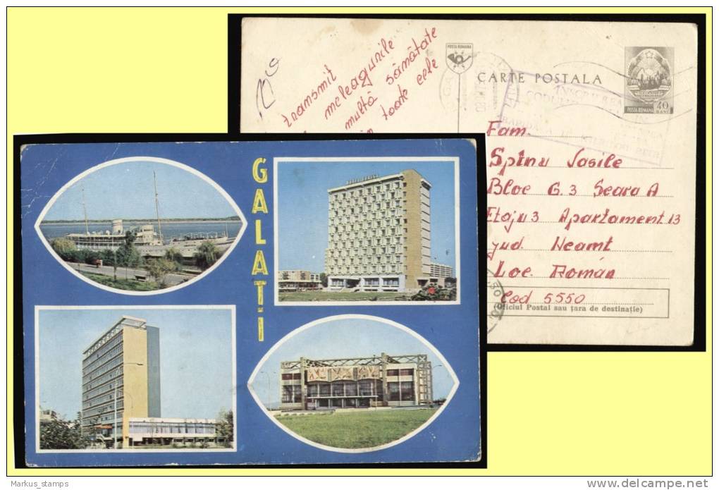 Romania 1979 - Postal Code Special Cancel On Galati Illustrated Stationery Postcard - Marcofilia