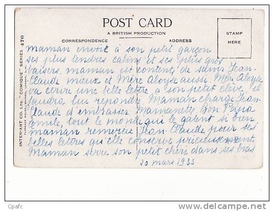 Carte 1925 Signée Fred Spurgin : "je Compte Les Minutes Jusqu'à Vous Revoir" - Spurgin, Fred