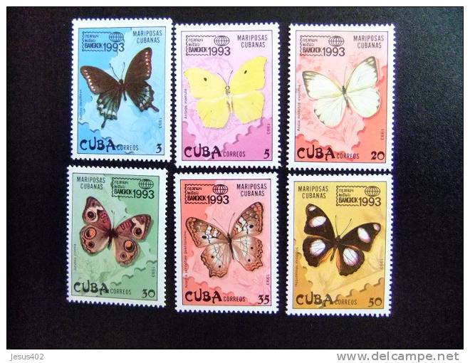 CUBA 1993 FAUNA  Mariposas Yvert & Tellier  N º 3333 / 3338 ** MNH - Butterflies