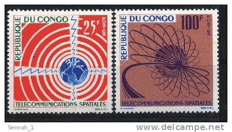 Kongo / Congo Brazzaville: 'Satellit Telstar, 1963' / 'space Satellite', Mi. 30-31; Yv. 154-155; Sc. 106-107 ** - Africa