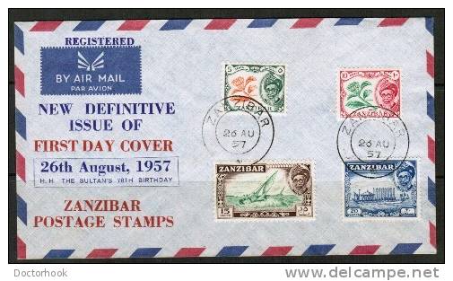 ZANZIBAR    1957 Definitives On FIRST DAY COVER  (26 Au 57) - Zanzibar (...-1963)