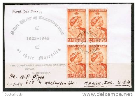 NORTHERN RHODESIA    Scott # 48 (Blk Of 4) On FIRST DAY COVER  (Dec 1 1948) - Rodesia Del Norte (...-1963)