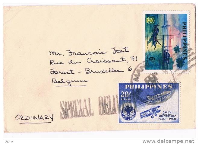 Philippines    Stamps On Enveloppe   1961 - Filippine