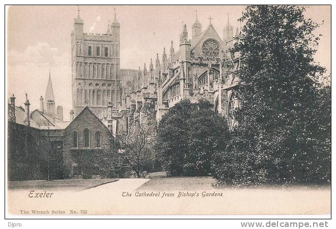 Exeter The Cathedral From Bishops Gardens  The Wrench Series N° 732 - Exeter