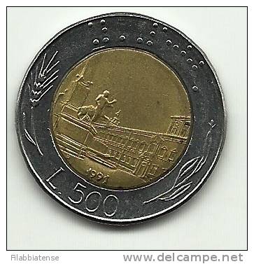 1991 - Italia 500 Lire, - 500 Liras