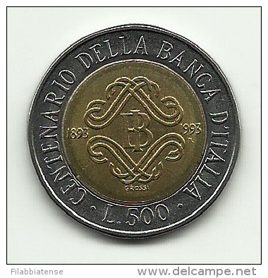 1993 - Italia 500 Lire Banca D'Italia, - 500 Lire