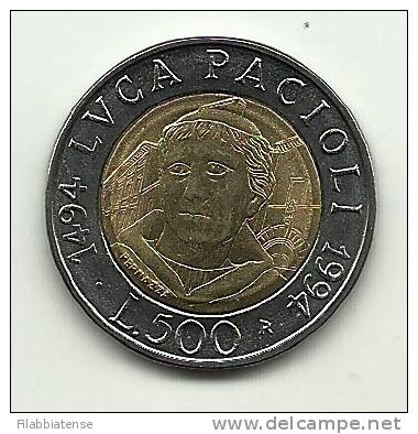 1994 - Italia 500 Lire Pacioli, - 500 Liras