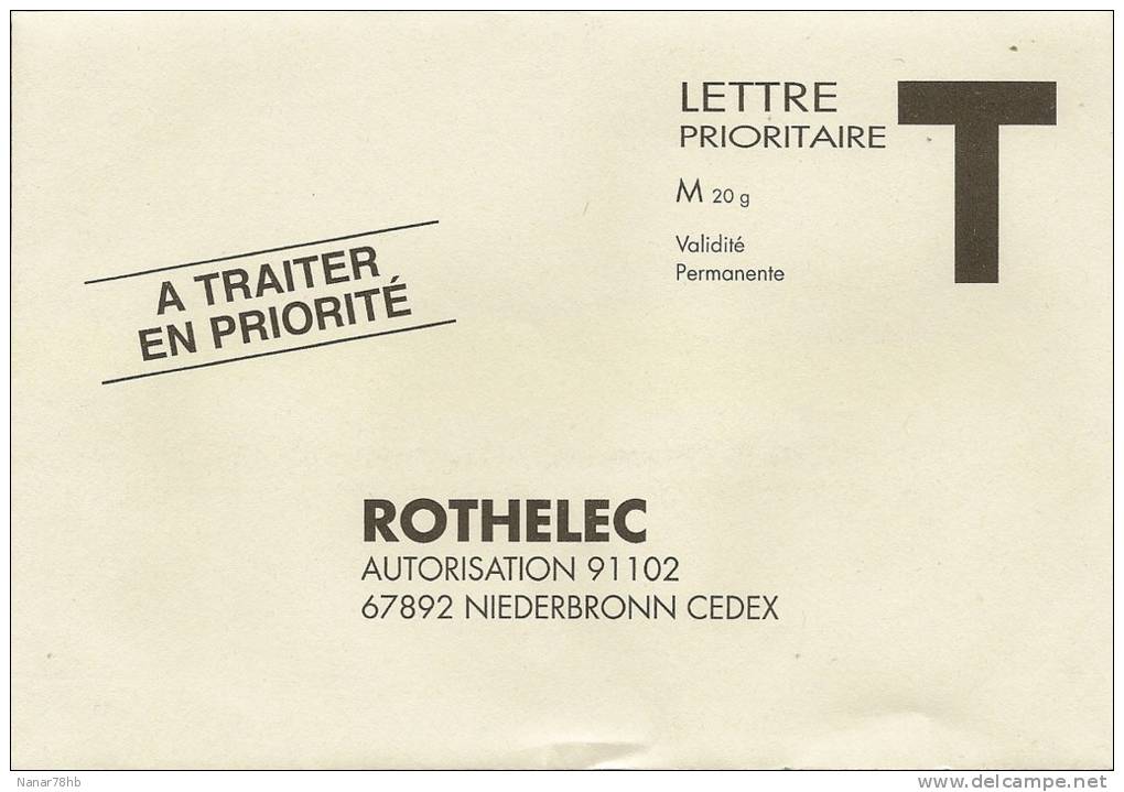 Enveloppe T Pour La Société Rothelec - Cartes/Enveloppes Réponse T