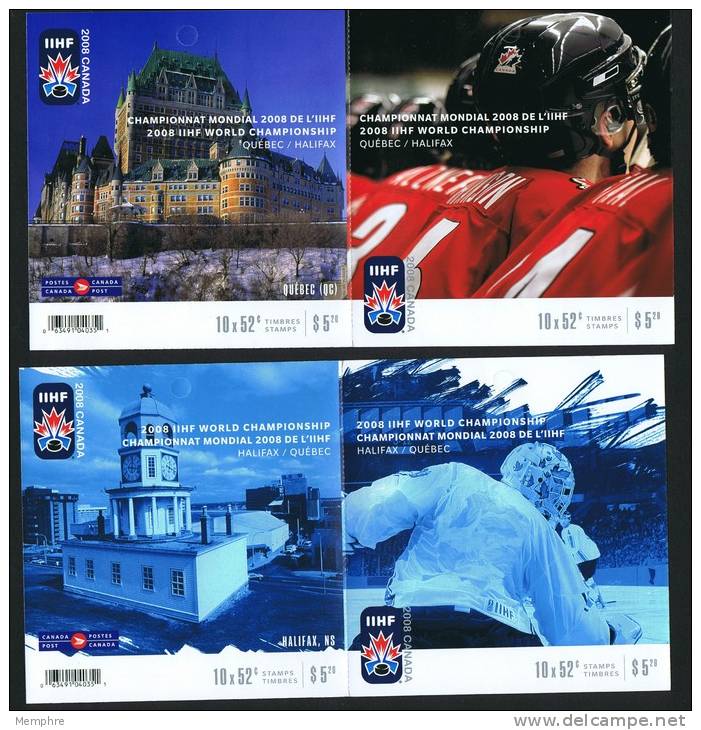 2008 World Hockey Championship  Halifax And Quebec City Covers Unitrade BK372, 373 2265 - Full Booklets
