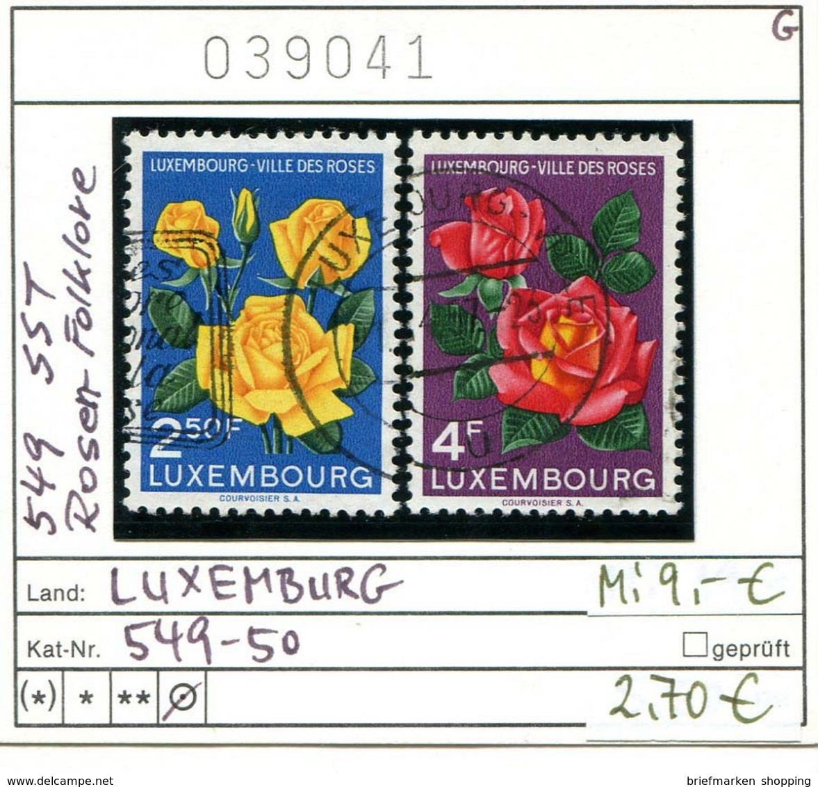 Luxemburg 1956 - Luxembourg 1956 - Michel 549-550 - Oo Oblit. Used Gebruikt - Oblitérés