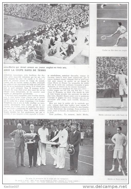 Rolland Garros   1933 Tennis     PHOTOS  LA GRANDE BRETAGNE GAGNE - Andere & Zonder Classificatie