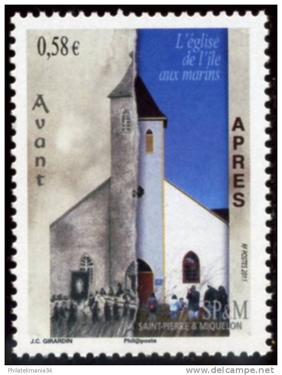 SPM 2011 - Série Avant-Après : Eglise De L'Ile-aux-Marins - Unused Stamps