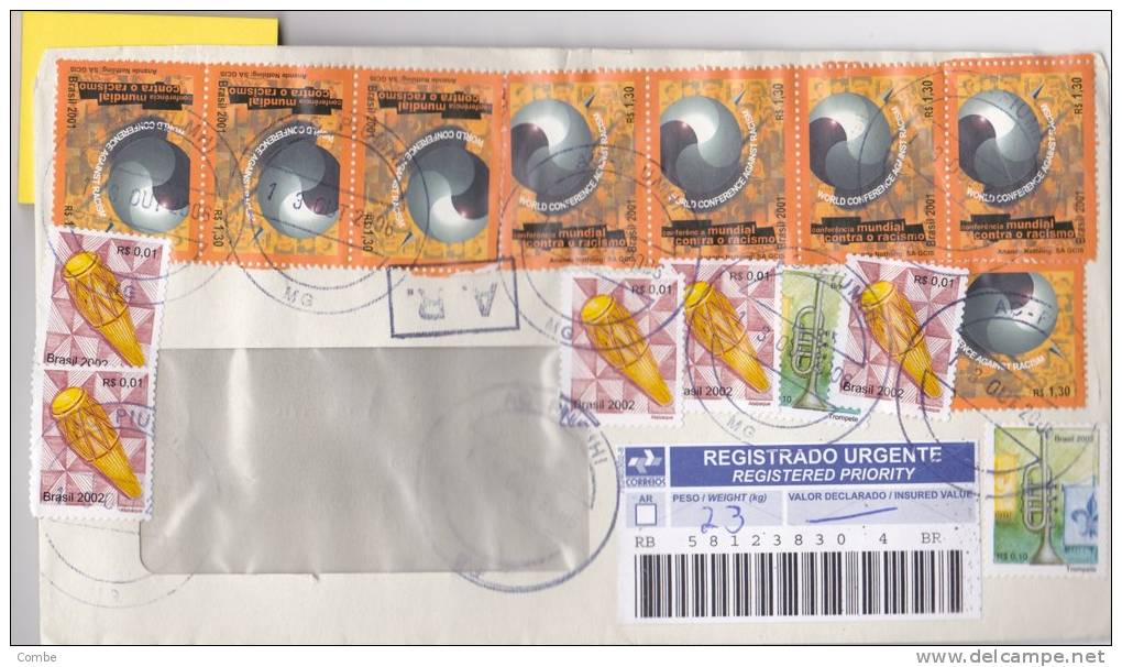 Marcophilie, LETTRE COVER RECOMMANDE BRASIL 2006 15 TIMBRES /3808. - Lettres & Documents
