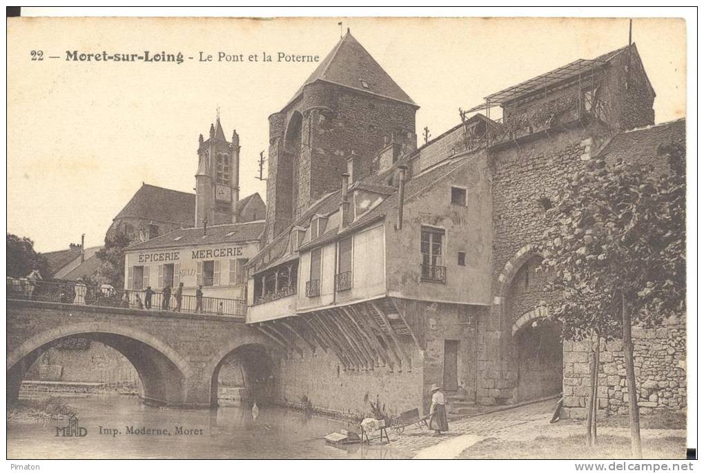 Moret-sur-Loing - Le Pont Et La Poterne , Voir Scan ( Lavandière ) - Moret Sur Loing