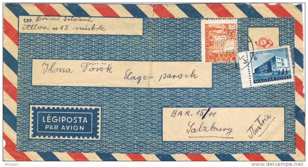 1443. Frontal Aereo  MISKOLC (Hungria) 1953 A Salzburg - Lettres & Documents