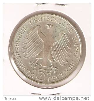 MONEDA DE PLATA DE ALEMANIA DE 5 MARK DEL AÑO 1977 LETRA J  (COIN) SILVER,ARGENT. - 5 Marcos