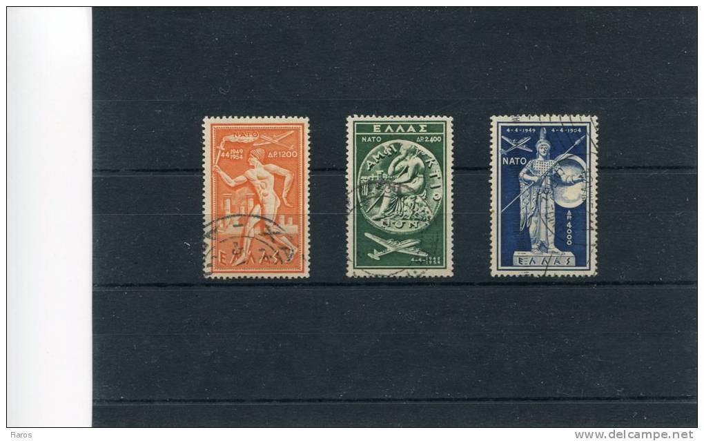 1954-Greece- "N.A.T.O." Airpost Issue- Complete Set Used - Gebruikt