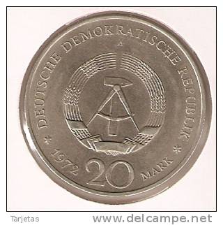 MONEDA DE ALEMANIA DEMOCRATICA DE 20 MARK DEL AÑO 1972  (COIN) - Andere & Zonder Classificatie