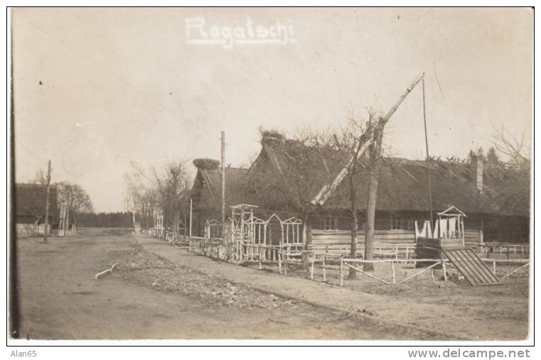 Rogatschi Montenegro(?), Village Street Scene, Crane For Peasant Industry(?) C1910s Vintage Real Photo Postcard - Montenegro