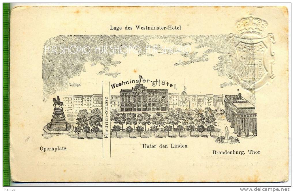 Karte, Westminster-Hotel Berlin W.,64, Unter Den Linden No. 17-18 - Mitte