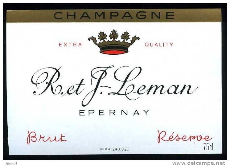 Champagne R. Et J. Leman - Brut - Réserve - Epernay - Champagne