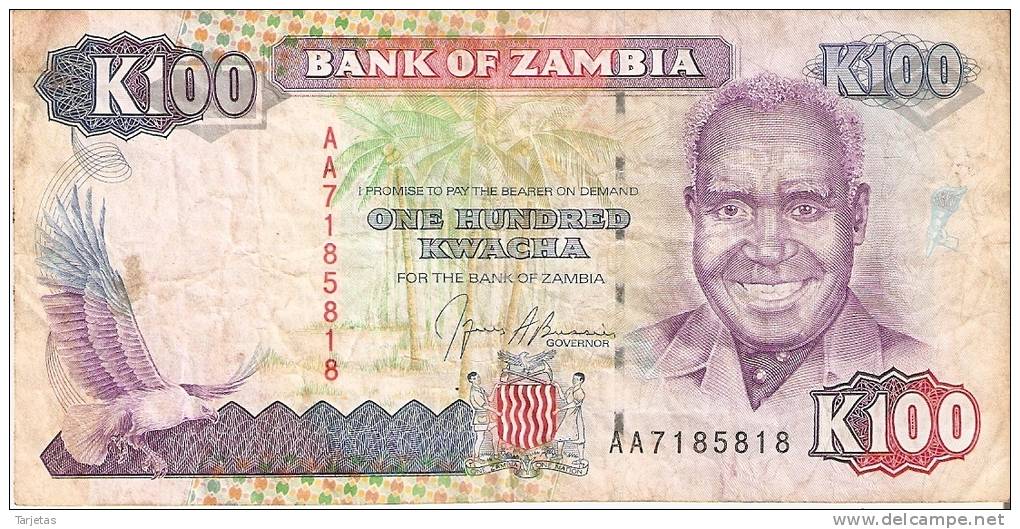 BILLETE DE ZAMBIA DE 100 KWACHA DEL AÑO 1991 (BANKNOTE) - Zambia