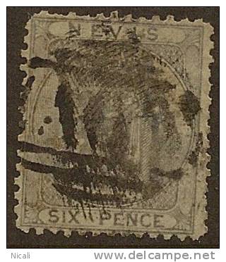 NEVIS 1862 6d Grey-lilac SG 7 U YE128 - St.Christopher-Nevis-Anguilla (...-1980)