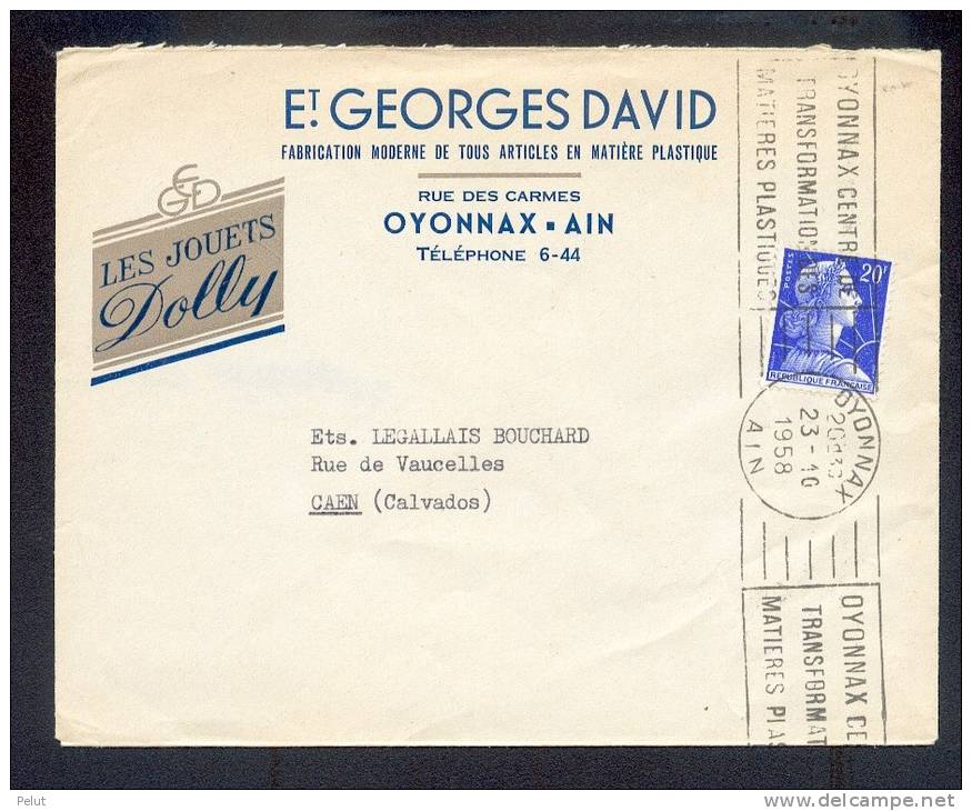 Enveloppe  1958 Jouets DOLLY Oyonnax Ain - 1921-1960: Modern Period