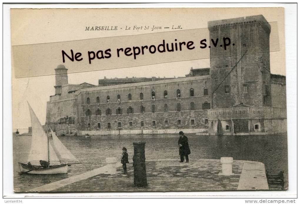 - MARSEILLE - Le Fort St-Jean - Animation, Cliché Peu Courante, Barque, Non écrite, Très Bon état, Scans. - Alter Hafen (Vieux Port), Saint-Victor, Le Panier