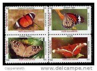 (519) Bangla Desh  2012  Butterflies / Papillons / Schmetterlinge  ** / Mnh  Michel 1088-91 - Bangladesh