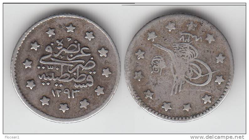 TURQUIE - TURKEY **** 1 KURUSH AH1293-27 (1901) ABDUL HAMID II - ARGENT - SILVER **** EN ACHAT IMMEDIAT !!! - Turchia