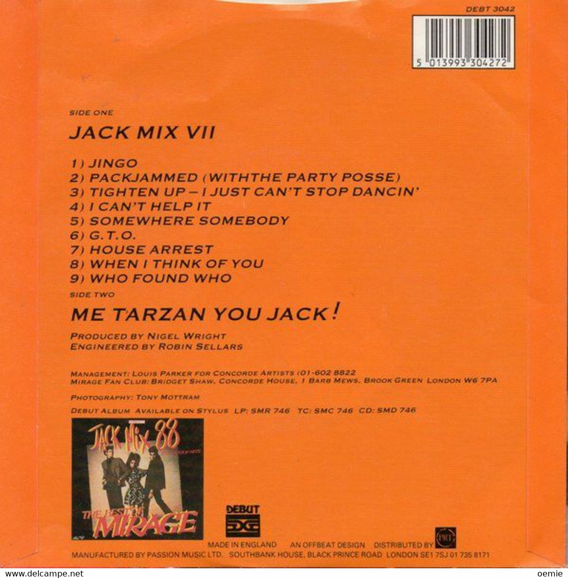 MIRAGE  °  JACK MIX VII - 45 T - Maxi-Single