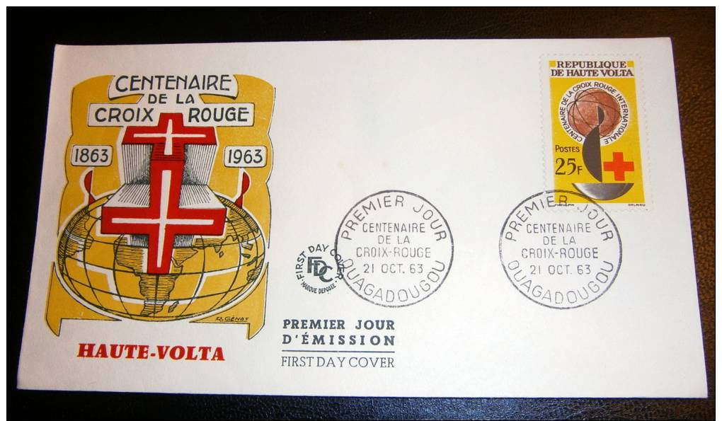 £££ HAUTE VOLTA- FDC - YT129 - RED CROSS - CROIX ROUGE - 21 Ocotbre 1963 - Haute-Volta (1958-1984)