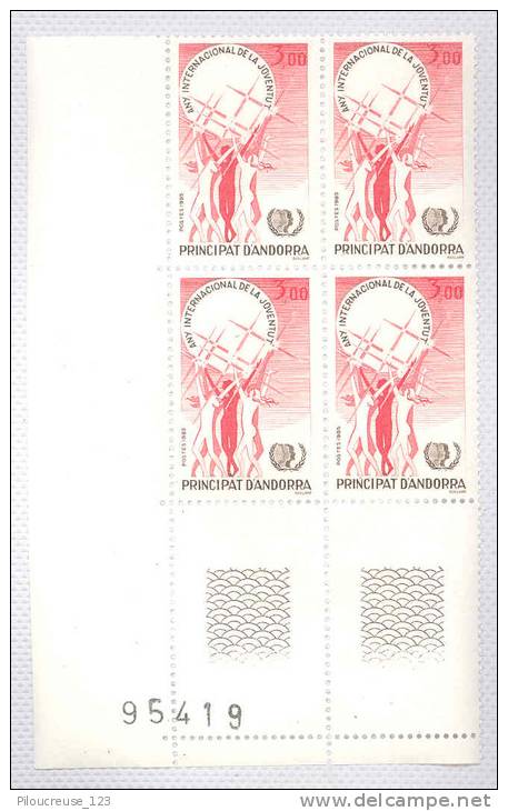 Andorre Français - Bloc De 4 Timbres Y&T N°341 ** - Bord De Feuille N° 95419 - Blokken & Velletjes