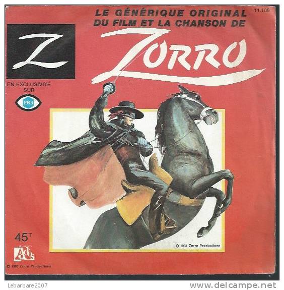 45 Tours SP - Série TV " ZORRO " (  GUY WILLIAMS / HENRY CALVIN  ) - Soundtracks, Film Music