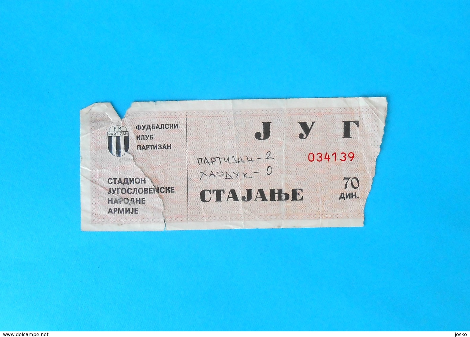 FK PARTIZAN : HNK HAJDUK - Ex Yugoslavia Premier League Football Match Ticket * Billet Soccer Fussball Foot Calcio - Match Tickets