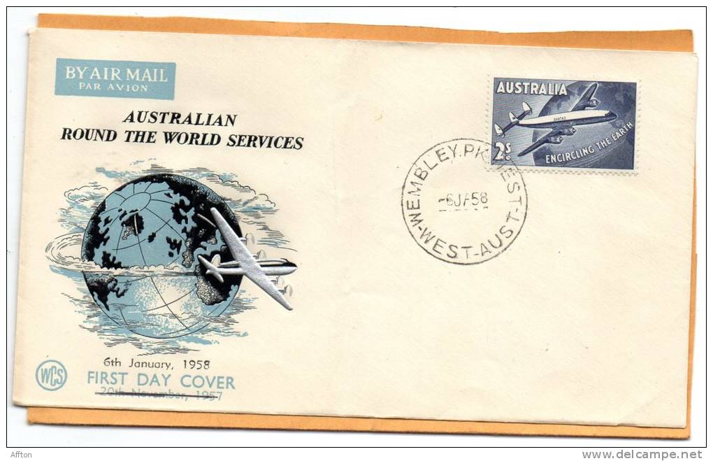 Australian Round The World Series 1958 Cover FDC - Brieven En Documenten