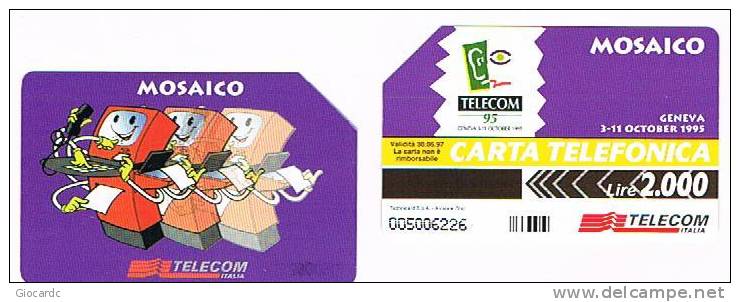 TELECOM ITALIA  -  OMAGGIO PRIVATE - CAT. C.&C. 3350 - . GENEVA, TELECOM 95:  MOSAICO  2.000 - USATA - Privadas - Homenaje