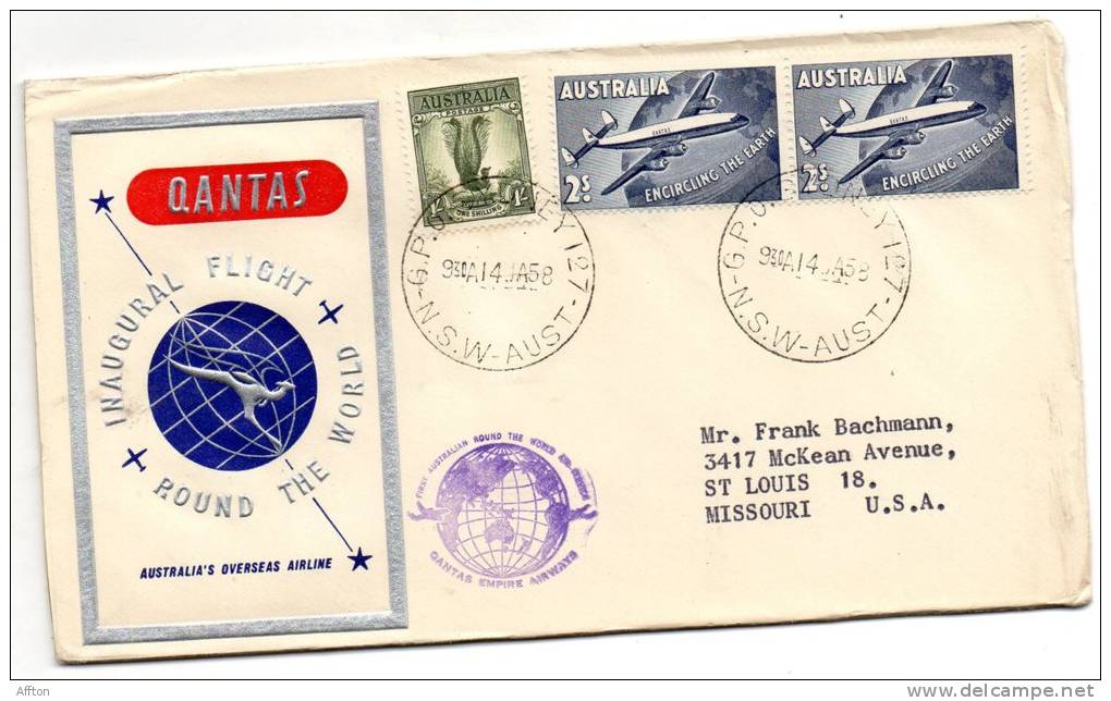 Australian Round The World Series 1958 Cover - Lettres & Documents