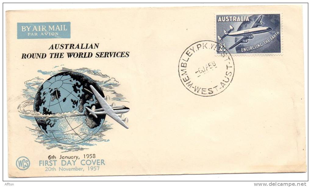 Australian Round The World Series 1958 Air Mail Cover FDC - Lettres & Documents