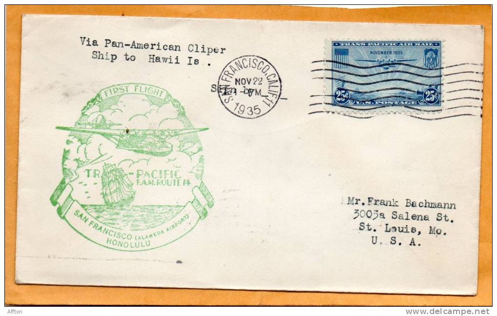 Via Pan American Clipper To Hawaii 1935 Cover - 1c. 1918-1940 Briefe U. Dokumente