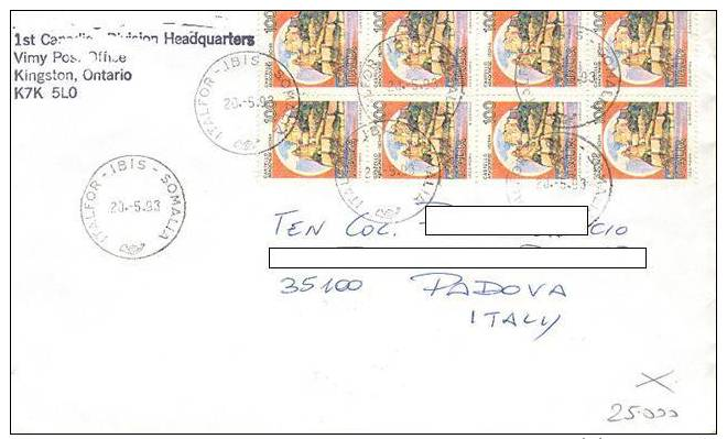 A248 - MISSIONI MILITARI DI PACE - ONU MISSIONS - UNITED NATIONS - ITALFOR IBIS SOMALIA - CANADIAN FORCE - 1991-00: Storia Postale