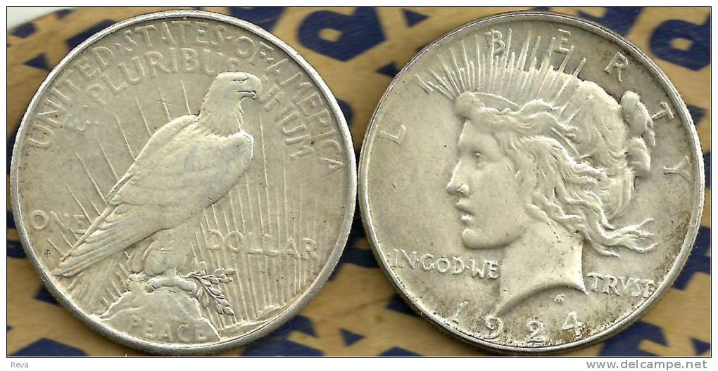 UNITED STATES USA $1 EAGLE BIRD FRONT PEACE BACK 1924 AG SILVER KM?  READ DESCRIPTION CAREFULLY !!! - 1921-1935: Peace (Paix)