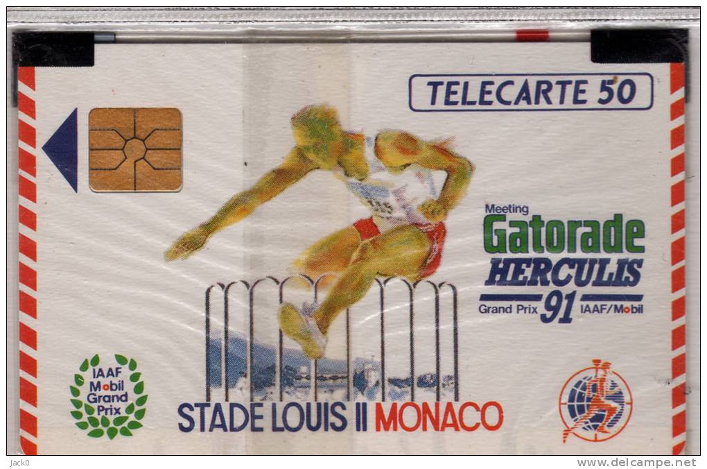 Télécartes MF 15 50U (NSB) Sport  Athlétisme MONACO GATORADE HERCULIS 91  Saut  De  Haies Cote 22 € - Monace