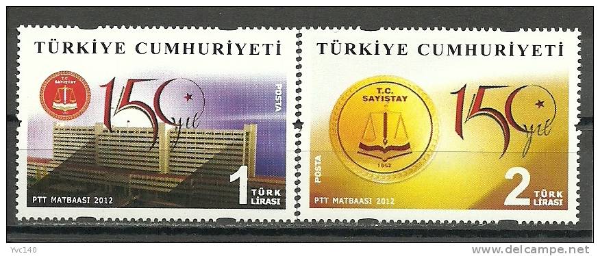 Turkey; 2012 150th Year Of The Court Of Accounts - Unused Stamps